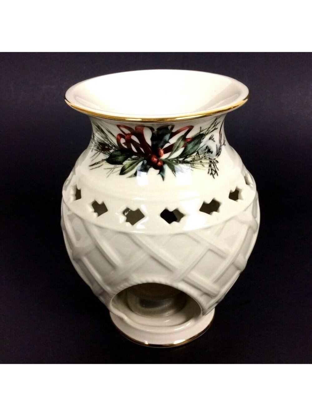 Lenox Holiday Winter Greetings Ceramic Tea Candle Holder & Tart Warmer